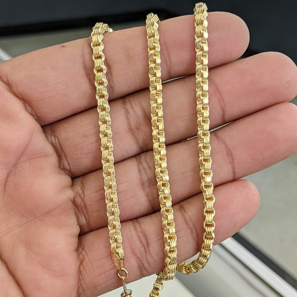 10kt Real Gold Byzantine Box Style Chain 3.3 MM 22 Inches - Picture 8 of 10